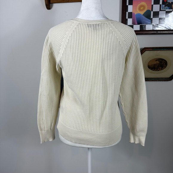 rag & bone Cream Mesh Stretchy Long Sleeve Top  - SIZE S Neutral Fall Minimalist - Picture 4 of 6